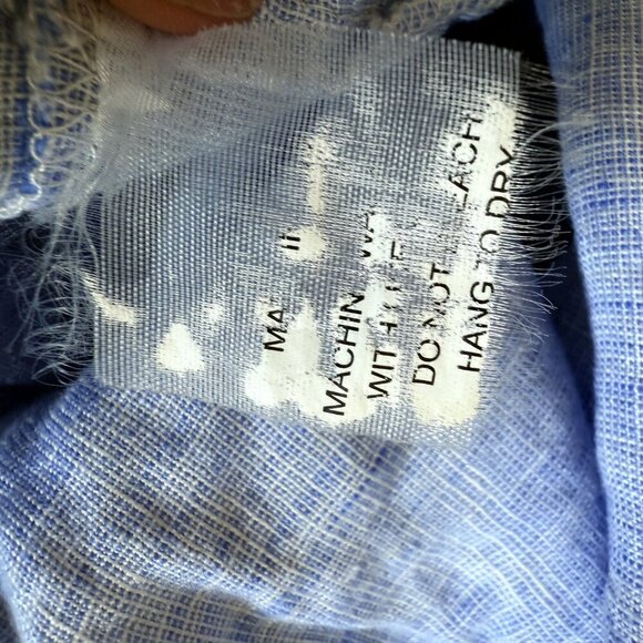 French Curve Linen Tunic Shirt Blue Lightweight Blouse Top - Picture 5 of 13